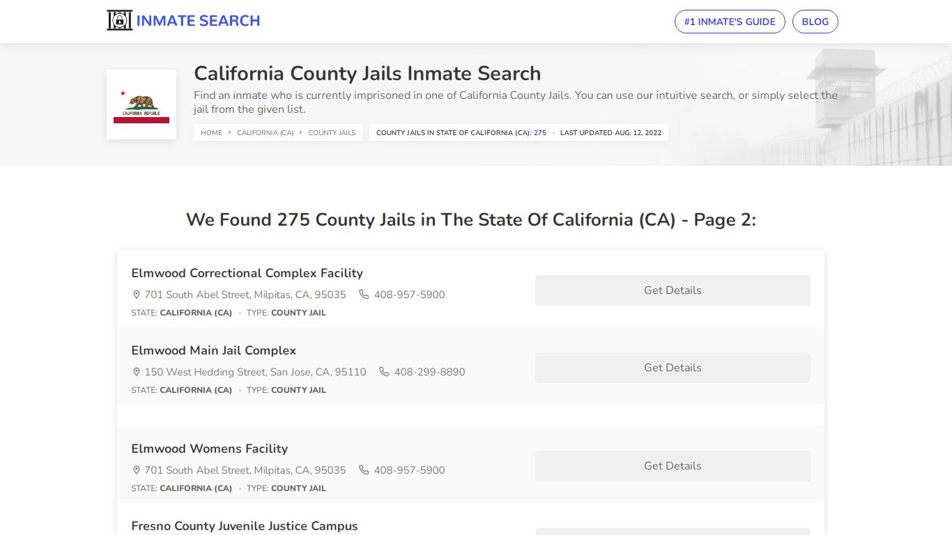 California County Jails Inmate Search